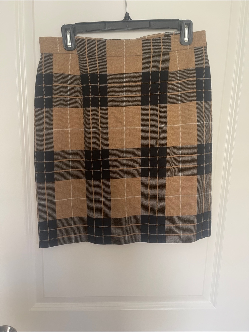 Doncaster Black and Tan Plaid Pencil Skirt